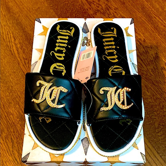 Juicy Couture Shoes - Juicy Couture - Black Slide Sandals; Brand new with tags; FREE PIECE OF JEWELRY!